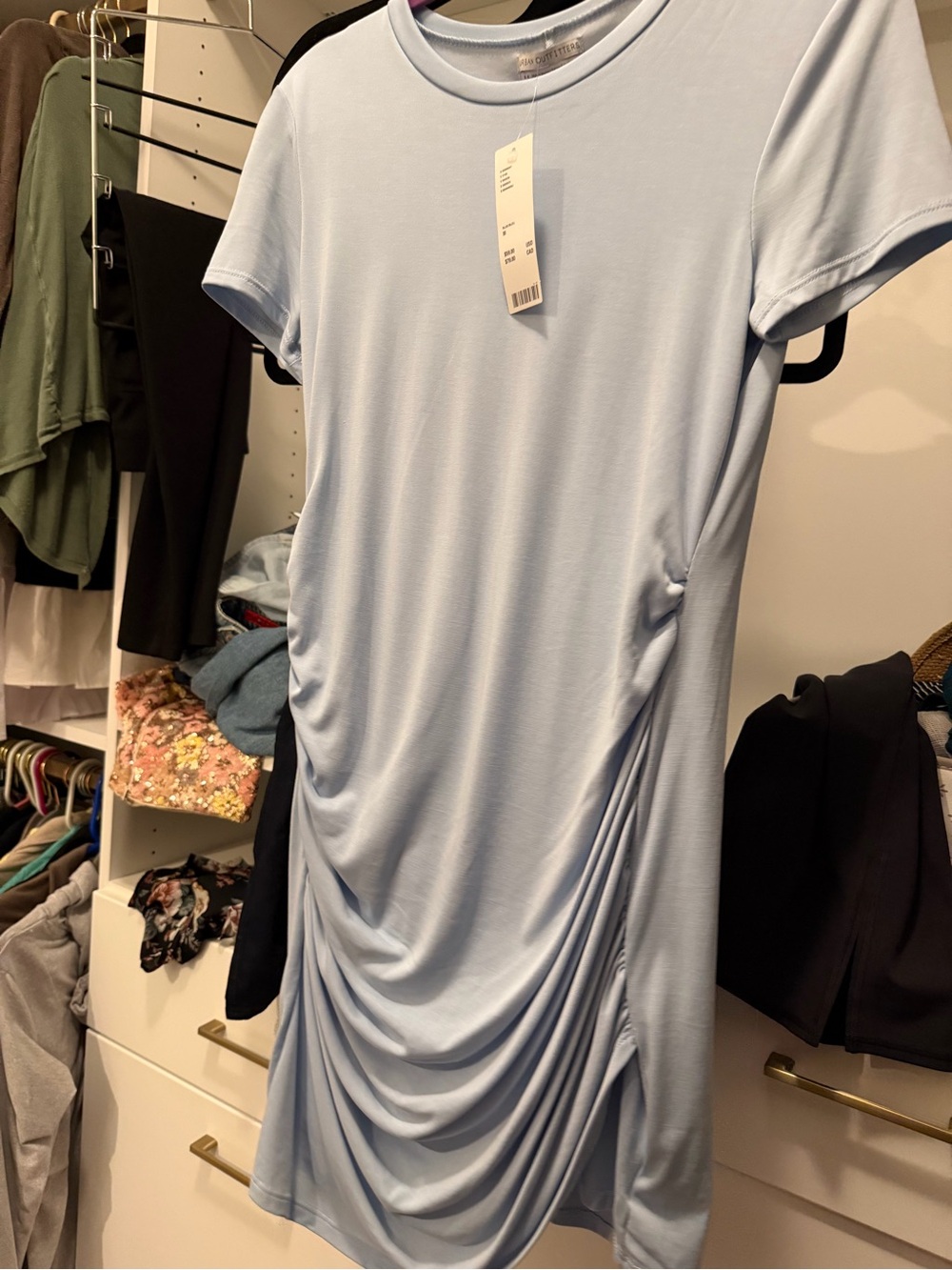 Urban Outfitters Light Blue Ruched T-Shirt Dress - Women